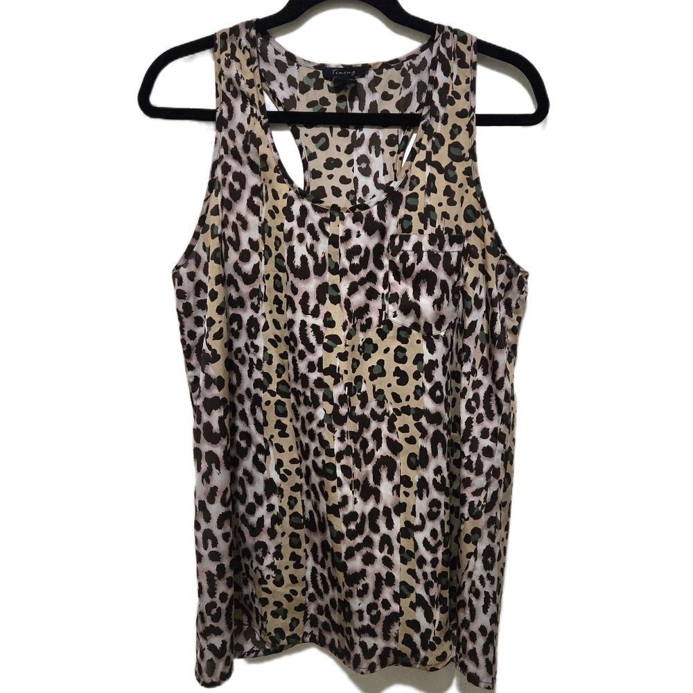 Timing Leopard Print Mixed Pattern Tank Top Size Medium Sleeveless Animal Print